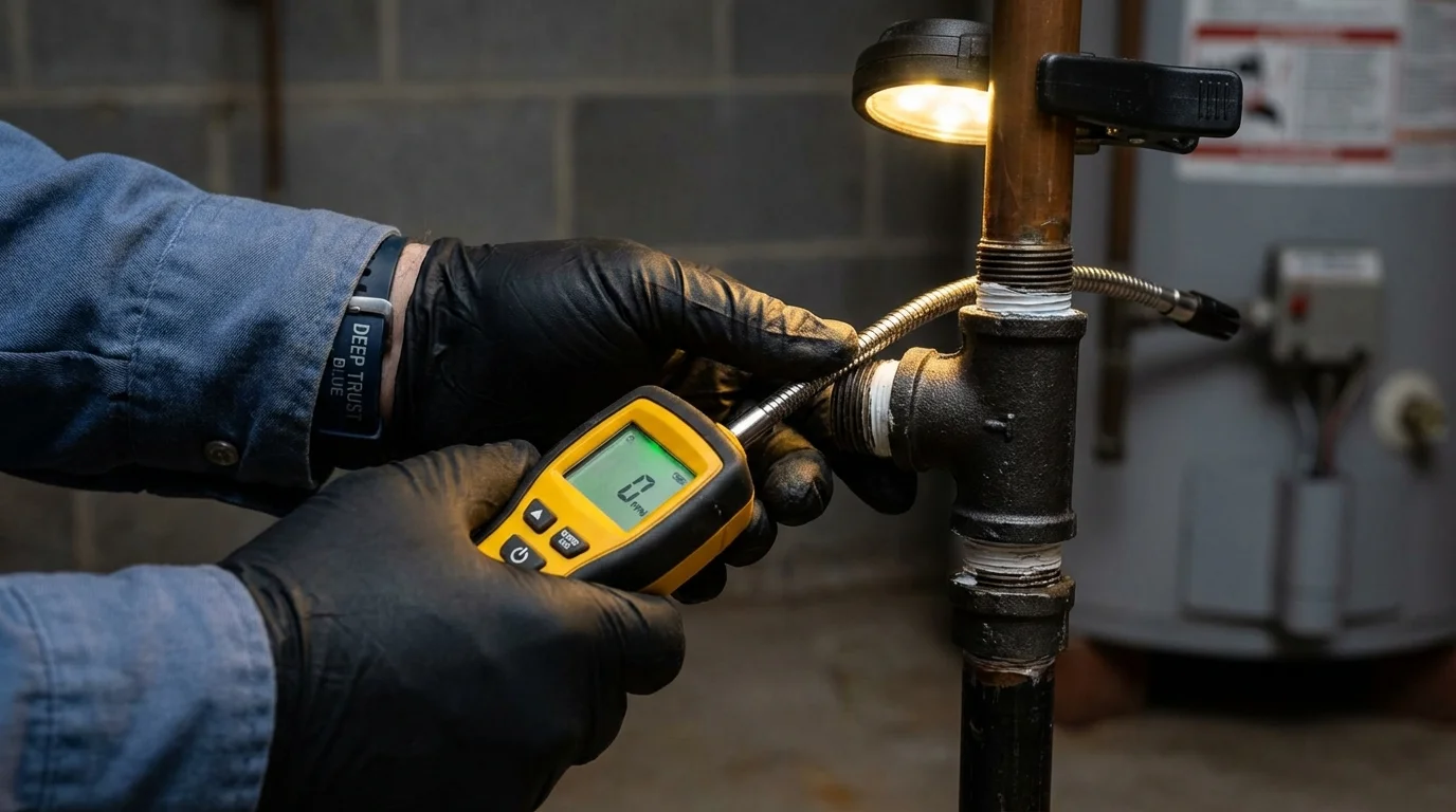 Gas leak detection with electronic sniffer by Johns Plumbing LLC in Fort Bliss